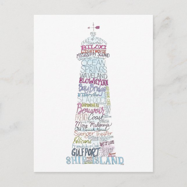 Carte postale de la côte du golfe du Mississippi (Devant)