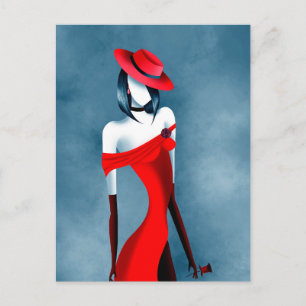 Carte postale de la dame gangster romantique avec 