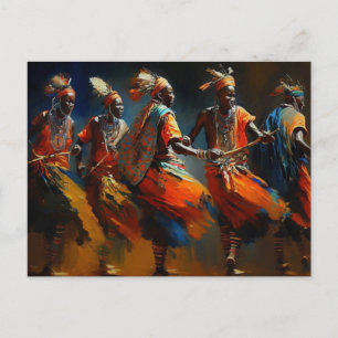 Carte postale de la danse des guerriers masaïs Afr