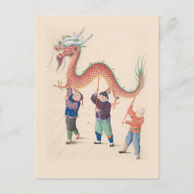 Carte postale de la danse du dragon chinois (Devant)