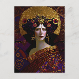 Carte postale de la déesse reine inspirée de Klimt