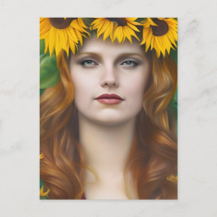 Carte postale de la femme à la couronne de tournes