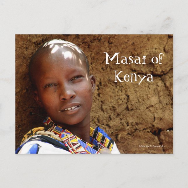 Carte postale de la femme masaï du Kenya (Devant)