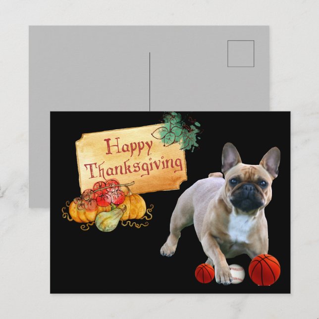 Carte postale de la fête de Thanksgiving avec un b (Devant / Derrière)