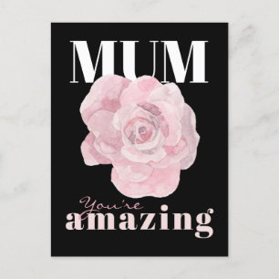 Carte postale de la fête des mères florales noire