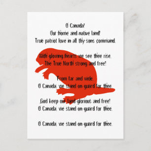 Carte postale de la fête du Canada Beaver Red Whit
