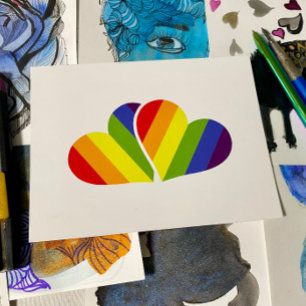 Carte postale de la fierté des cœurs arc-en-ciel –