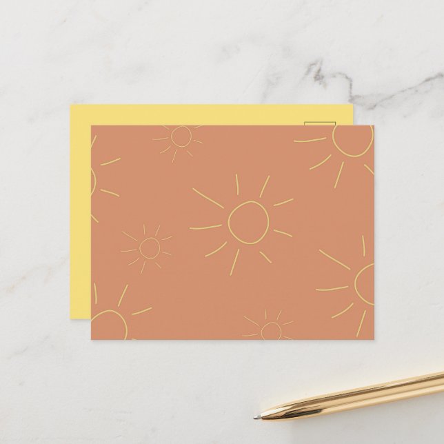 Carte postale de la figure du soleil orangé et jau (Devant/Arrière en situation)