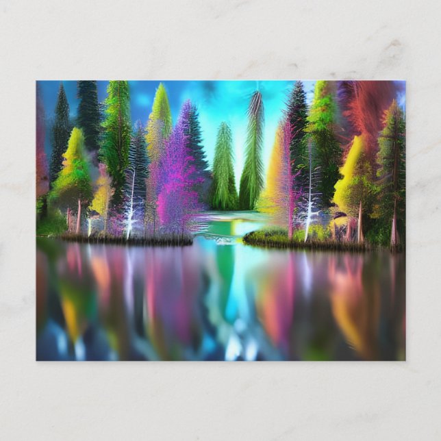 Carte postale de la forêt colorée (Devant)