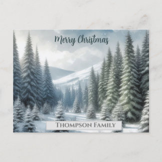 Carte postale de la forêt de pins de Noël personna