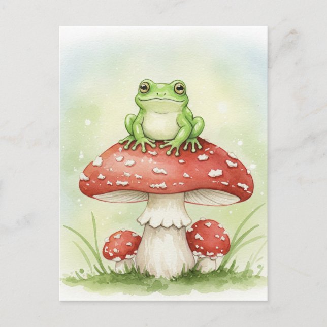 Carte postale de la grenouille du champignon du tr (Devant)