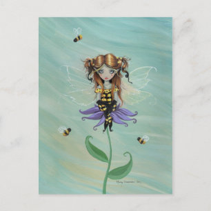 Carte postale de la jolie fée abeille bourdon