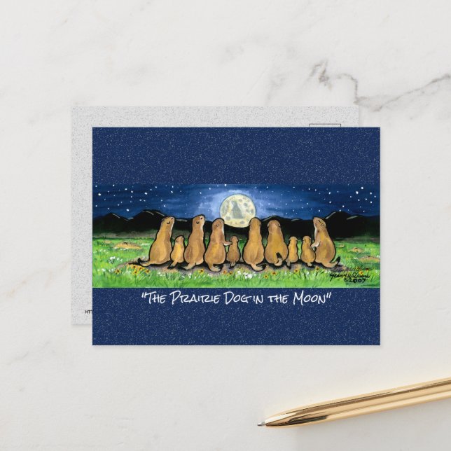 Carte postale de la lune de chien des Prairies Whi (Devant/Arrière en situation)