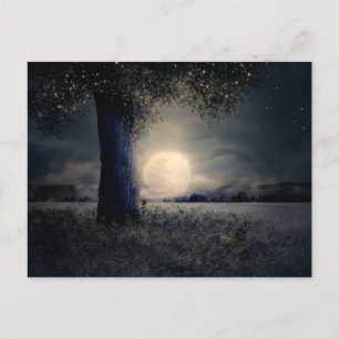 Carte postale de la lune de nuit magique