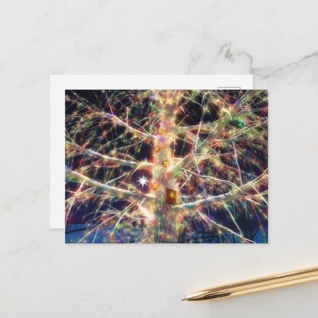 Carte postale de la maison dans l'arbre de Noël (Devant/Arrière en situation)