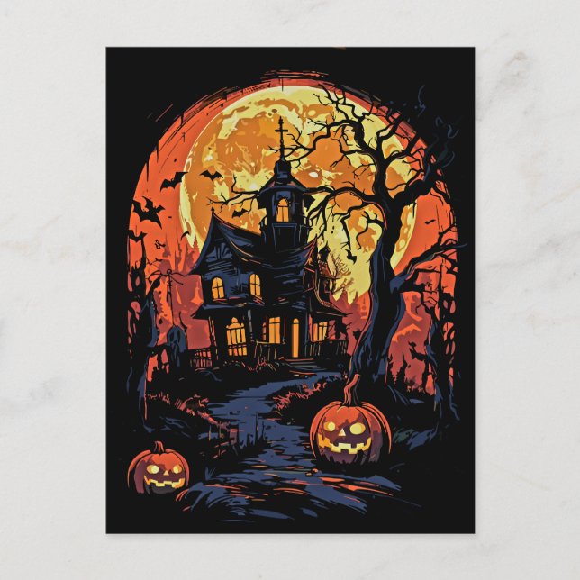 Carte postale de la maison hantée d'Halloween éffr (Devant)