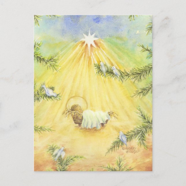 Carte postale de la Manger de Noël Jésus avec Ador (Devant)