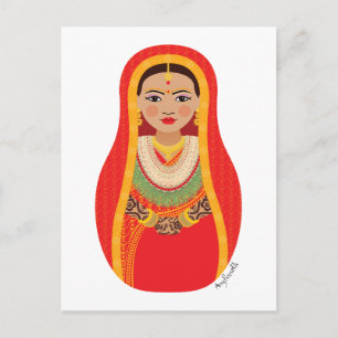 Carte postale de la mariée népalaise Matryoshka