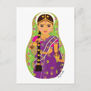 Carte postale de la mariée sud-indienne Matryoshka