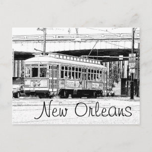 Carte postale de la Nouvelle-Orléans - voiture de