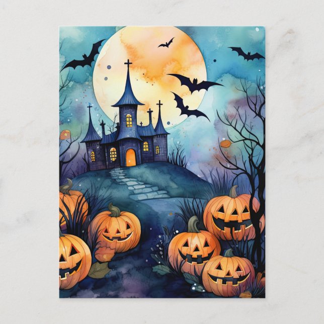 Carte postale de la nuit d'Halloween Jack O'Lanter (Devant)