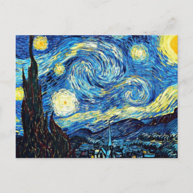 Carte Postale  de la peinture célèbre "Nuit étoilée" - Van Gogh (Devant)