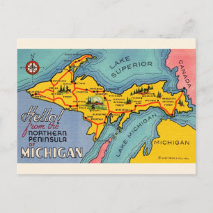 Carte postale de la péninsule du Nord du Michigan
