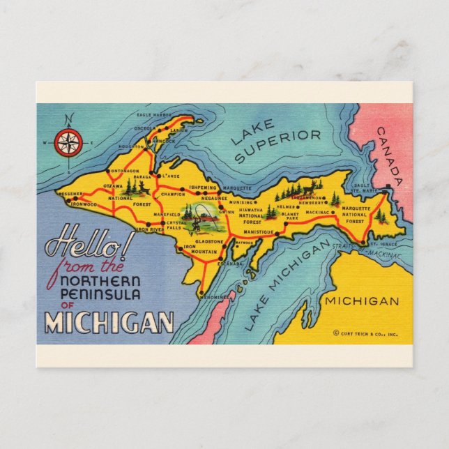 Carte postale de la péninsule nord du Michigan (Devant)