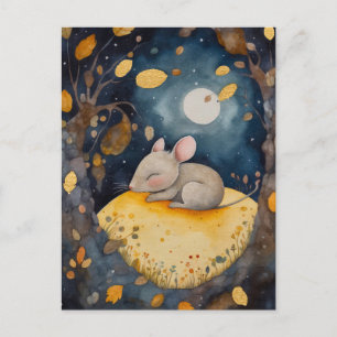 Carte postale de la petite souris fatiguée de la f