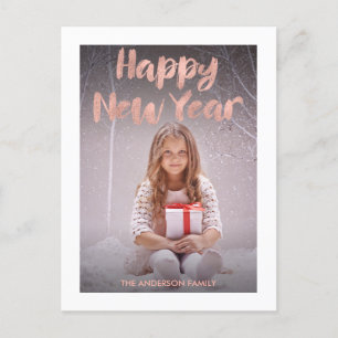 Carte postale de la photo de la bonne année rose