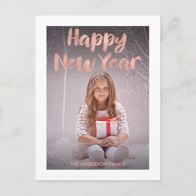 Carte postale de la photo de la bonne année rose (Devant)