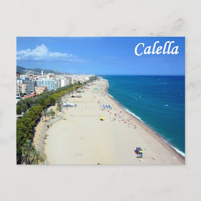 Carte postale de la plage de Calella (Devant)