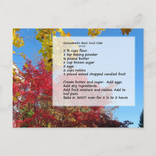 Carte postale de la recette de gâteau aux fruits d