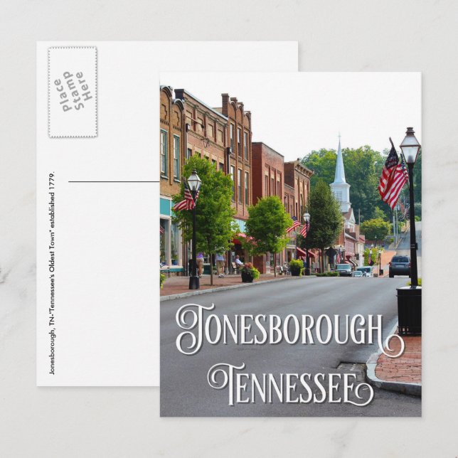 Carte postale de la rue principale de Jonesborough (Devant / Derrière)