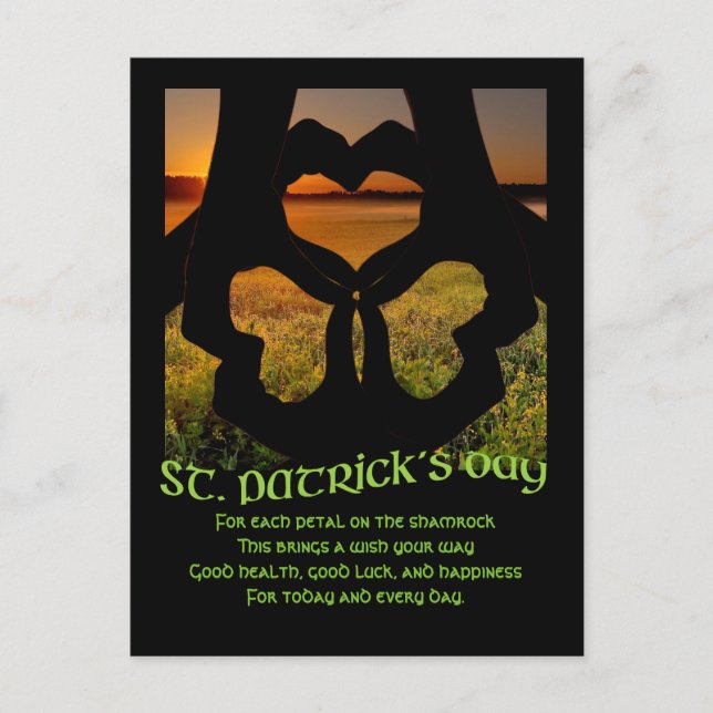 Carte postale de la Saint-Patrick Cœur de main irl (Devant)