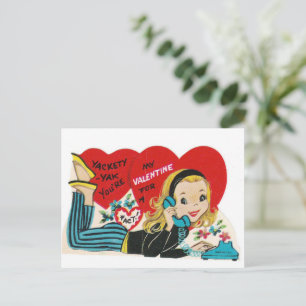 Carte postale de la Saint-Valentin d'une adolescen