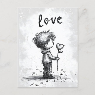 Carte postale de la Saint-Valentin tenue par un ga