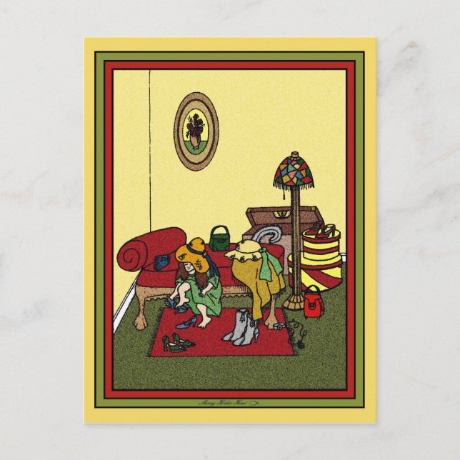 Carte postale de la salle d'habillage - Customisé (Devant)