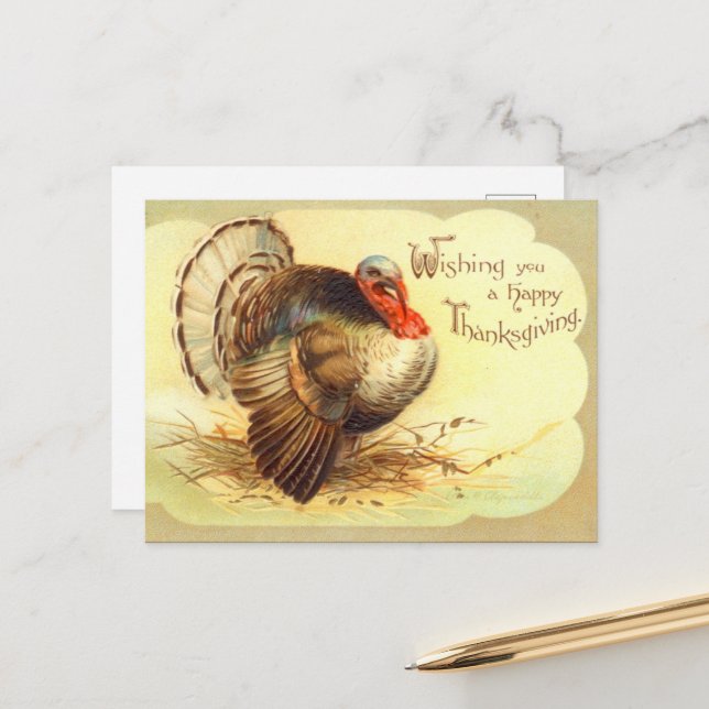 Carte postale de la scène de fête de Thanksgiving  (Devant/Arrière en situation)