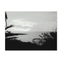 Carte postale de la scène de l'océan noir et blanc