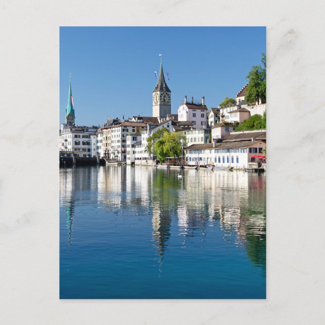 Carte postale de la scène du fleuve Zurich (Devant)