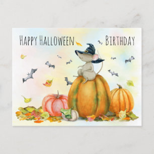 Carte postale de la souris sorcière Halloween