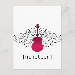 Carte postale de la table de guitare Hot Pink