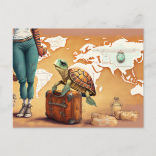 Carte postale de la Tortue voyageuse Aventure mi
