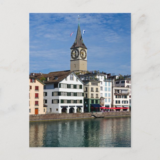 Carte postale de la tour de l'horloge de Zurich (Devant)