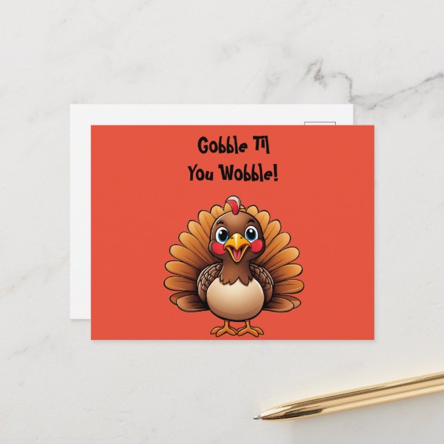 Carte postale de la Turquie mignonne "Gobble Til Y (Devant/Arrière en situation)