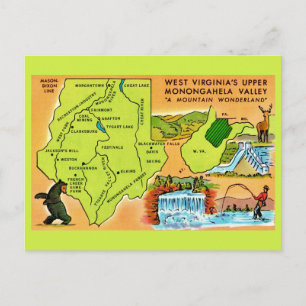 Carte postale de la vallée de Monongahela en Virgi