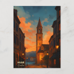 Carte postale de la vieille ville de l'île de Hvar