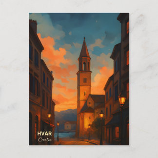 Carte postale de la vieille ville de l'île de Hvar