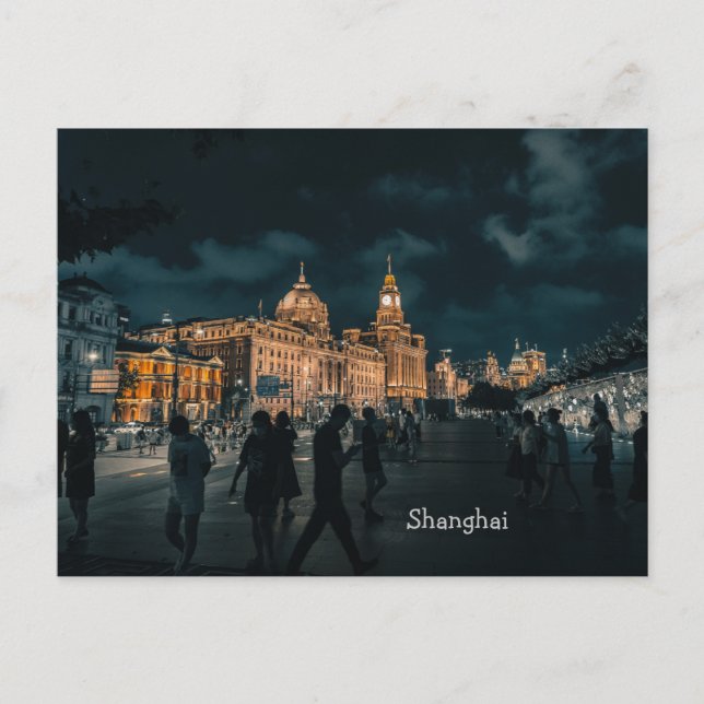 Carte postale de la ville nocturne de Shanghai (Devant)